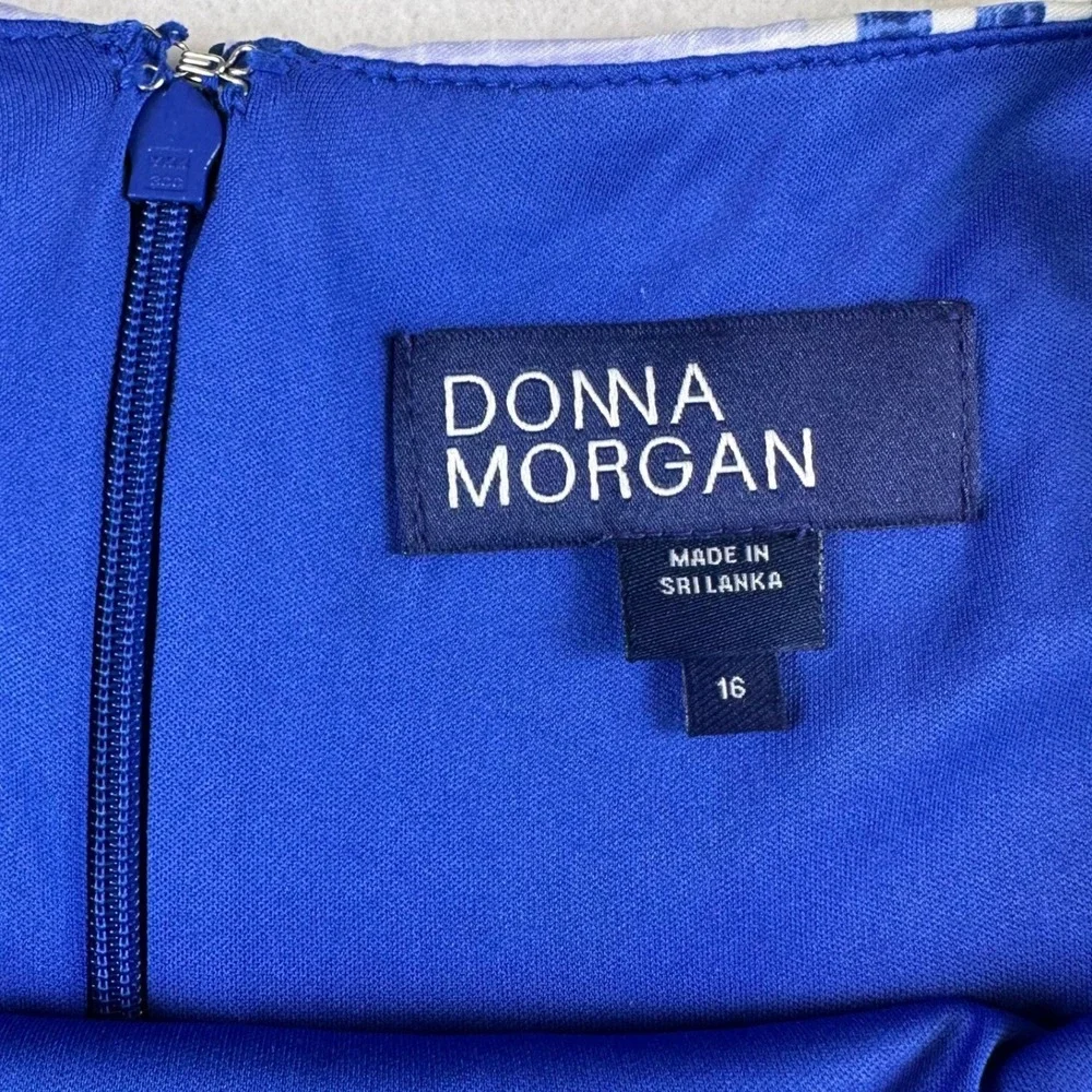 Donna Morgan Lime Blue Striped Maxi Dress Spaghetti Strap Side Slit Size 16 NEW - Picture 6 of 16